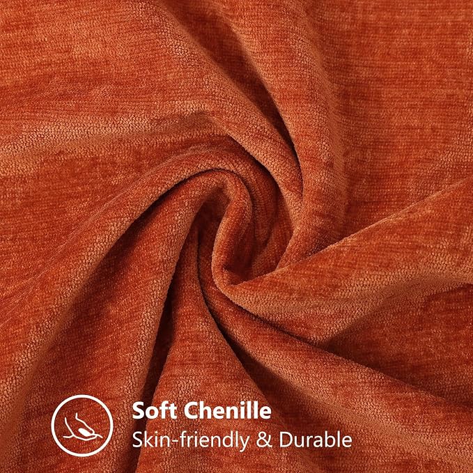 decorUhome Soft Chenille Throw Pillow Covers 12x20 Set of 2 Rust | Fall Textured Decorative Throw Pillow Cases Stitched Edge Modern Farmhouse Luxury Boho Velvet for Couch Sofa Bed Home Decor