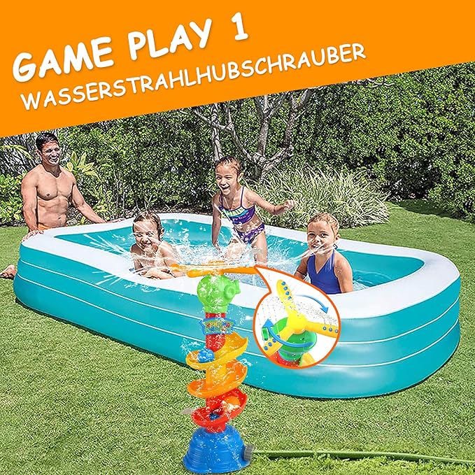 3-in-1 Water Sprinkler Toy for Kids, Outdoor Splash Toy with Rotating Sprayer & Catch Game, Backyard Summer Water Toys for Toddlers Boys Girls Pets