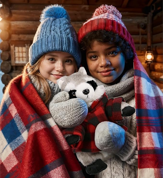 DolliBu Red Hoodie Plaid Jacket Teddy Bear Clothes - Cute Red Long Sleeve Shirt Plaid Flannel Sweater For Teddy Bear, Stuffed Animal Dress Up Lumberjack Costume, Plush Toy Clothing Accessories - Large
