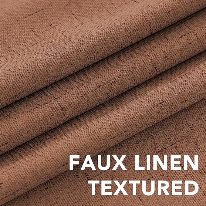 H.VERSAILTEX 100% Blackout Curtains for Bedroom Thermal Insulated Linen Textured Curtains Heat and Full Light Blocking Drapes Living Room Curtains 2 Panel Sets, Washed Spice, 52x72 Inch