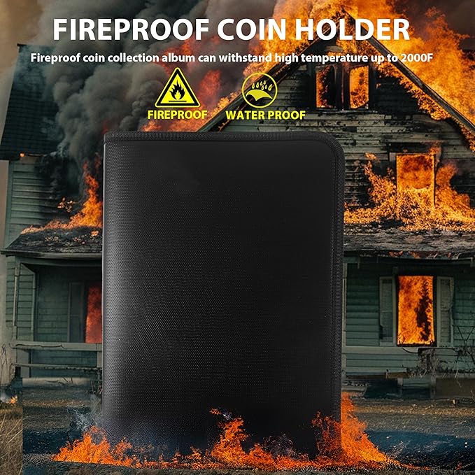 Coin Collection Book Album Holder for Collectors, 400 Pockets Fireproof Coin Collection Book & 36 Paper Money Organizer Binder for Coin Currency Collection Supplies,Bill,Pennies,Badges,Tokens