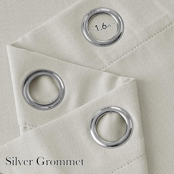 NICETOWN Faux Linen Natural Blackout Curtains 84 inches Long for Living Room - Privacy Panels for Bedroom, Modern Farmhouse Style Easy Care Grommet Top, 2 Panels, W52 by L84