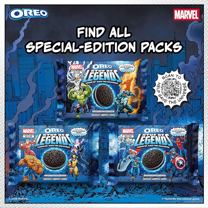 MARVEL OREO Stuf of Legends Chocolate Sandwich Cookies, Special Edition, 10.68 oz (Pack of 2)