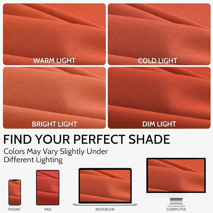 Bright Orange Linen Curtains 90 Inch Long 2 Panels Set for Bedroom Living Room, Soft Linen Textured Window Drapes Semi Sheer Light Filtering Rod Pocket Back Tab Morden Style 52x90