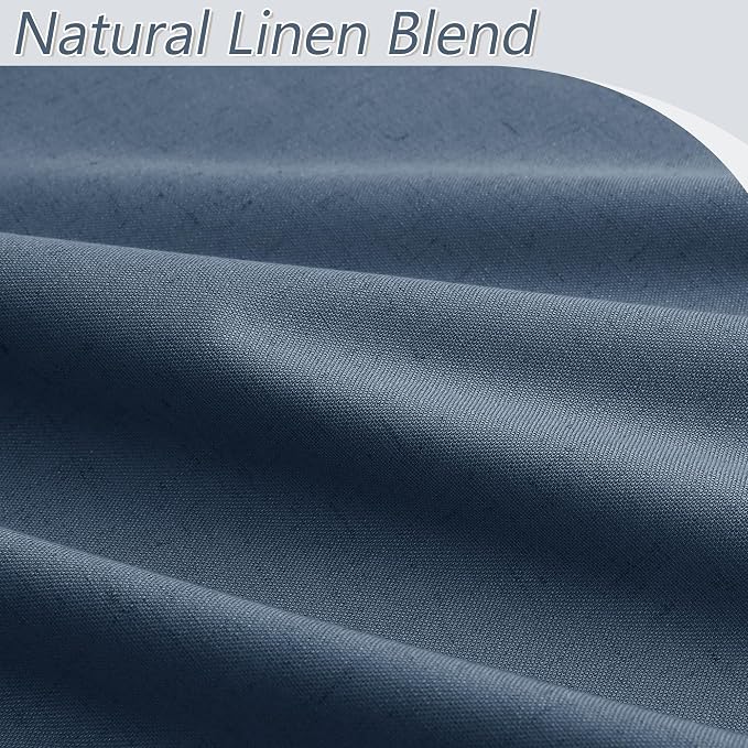 Guken 100% Blackout Curtains 108 Inch Length 2 Panels Set for Living Room Bedroom Back Tab Thermal Insulated Black Out Linen Drapes Room Darkening Window Curtains 108 Inches Long,Denim Blue