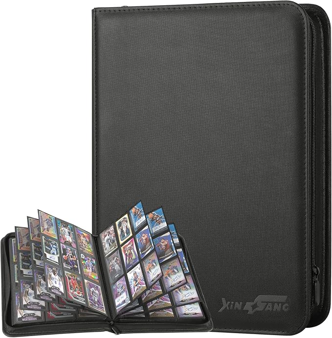 Trading Card Binder, Card Binder 9 Pocket, Premium Card Collection Binder with 576 Pockets, Zippered PU Leather Collector Album, Display Design Card Folder for MTG, TCG & All Sports Trading Cards