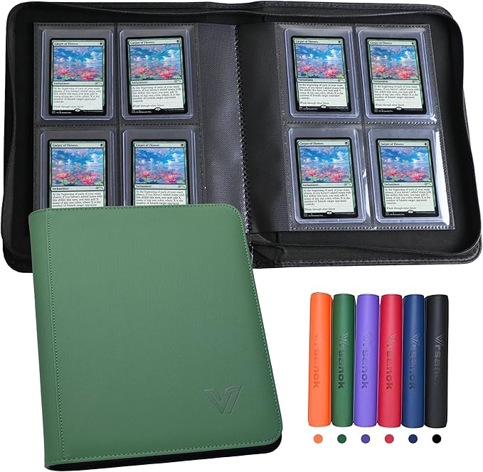 Toploader Binder 4 Pocket,Holds 128 Top Loaders,Top Loader Binder 4 Pocket for 3" x 4"Rigid Cards,Double Sided Card Binder Abulm in 3"x4"Toploaders for Trading Cards