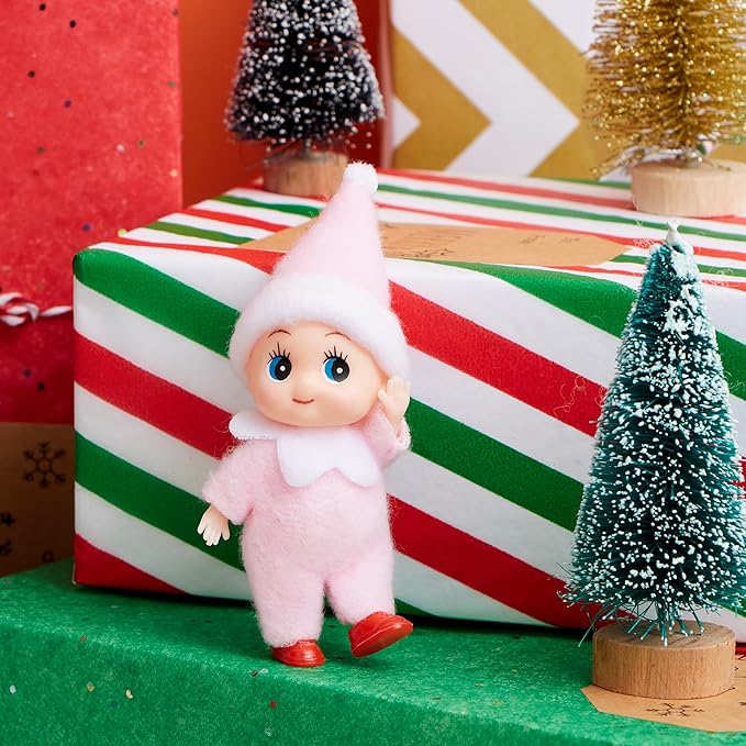 JOYIN 1 Pack Christmas Pink Tiny Elf Soft Plush Toy for Adults Kids Accessories Party Favors Xmas Party Supplies Christmas Decor, Xmas Gift