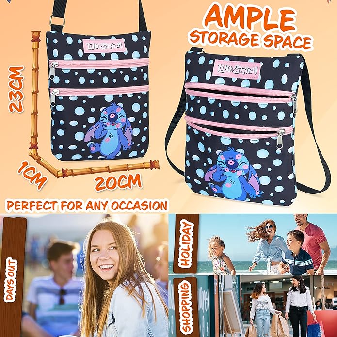 Disney Stitch Crossbody Bags for Women Teenagers Girls Purse Sling Shoulder Bag for Shopping Vacation Gifts for Her