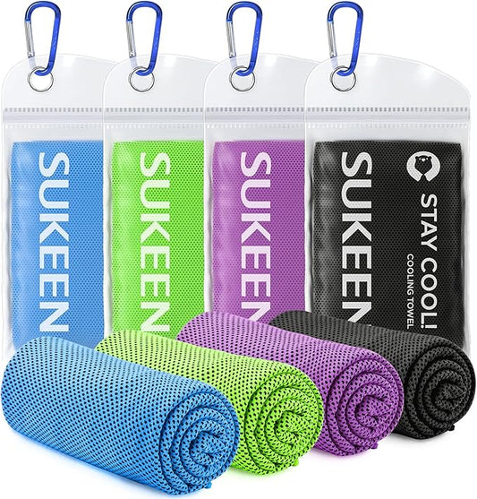 Sukeen 4 Pack Cooling Towels (40"x12"), Cooling Neck Wraps, Ice Towel, Soft Breathable Chilly Towel,Microfiber Towel for Yoga,Sport,Running,Gym,Workout,Camping,Fitness,Workout & More Activities