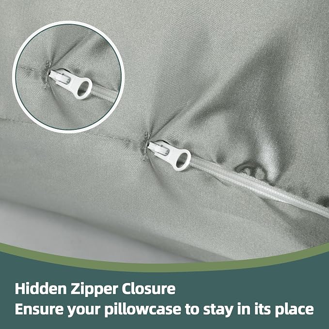 BALAPET Silky Satin Pregnancy Pillow Cover (ONLY Pillowcase), U Shaped Luxurious Smooth Maternity Pillow Cover, Soft & Breathable Large Pillow Protector with Hidden Zip for Side Sleeper, Dark Grey