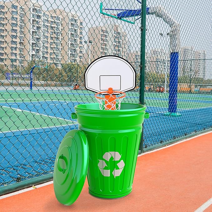 ArtCreativity Mini Basketball Hoop Trash Can Set, Includes Clip-On Hoop with Backboard, Inflatable Ball and Pump, Fun Basketball Stocking Stuffers for Kids, Office Toys for Adults, Classroom Games