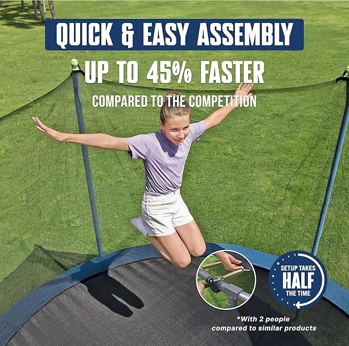 Bestway Xtreme Air 10FT 12FT 15FT Outdoor Trampoline for Kids and Adults, No-Gap Security Enclosure Net, Foam-Padded Poles, Fast & Easy Assembly, ASTM Approved, 2-Year Warranty