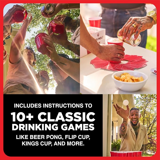 Buzzed Drinking Pong Bundle Kit – Bachelor Party Essentials for Drinking Games, Summer Party Activity for Adults, Outdoor & Poolside Fun, Includes Dice, Pong Balls, Cups & Cards for 10+ Ways to Play