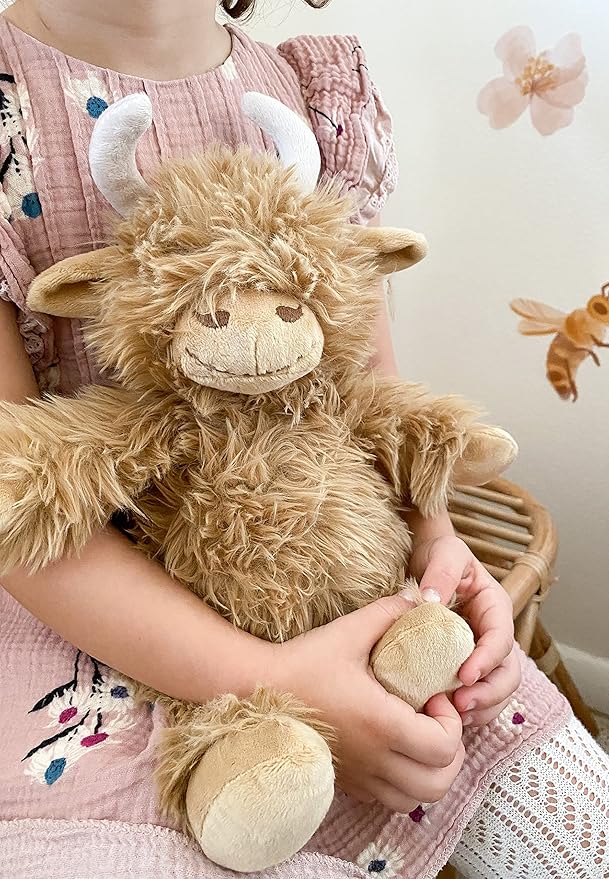 MON AMI Mac The Highland Cow Stuffed Animal – 12”, Soft Plush Cow, Farm Animals, Use as Toy/Nursery Room Décor, Great for Kids of All Ages