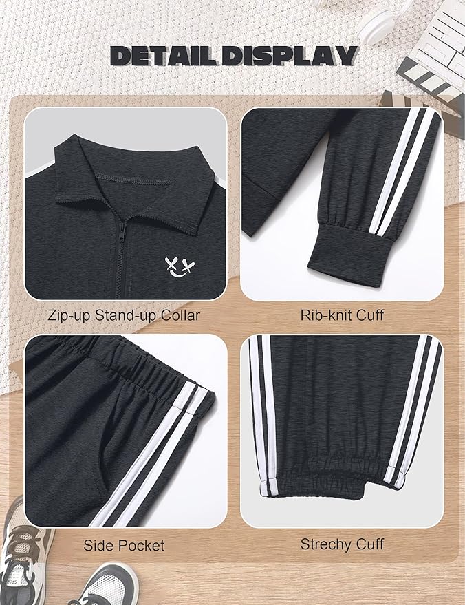 MIGU Boys Clothes for Boys Outfits Set Half-Zip Pullover Sweatshirt and Sweatpant 2pcs Boys Tracksuit