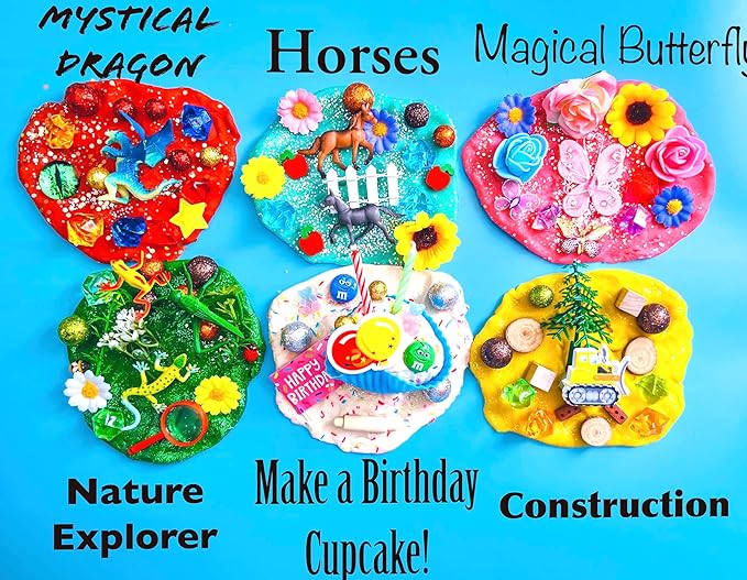 MAGIC Play dough Jars, Play dough kit,Kids Party Favors, Goodie Bags,Birthday Party Favors, Playdoh, Birthday gift for kids, girls boys gift (Construction)