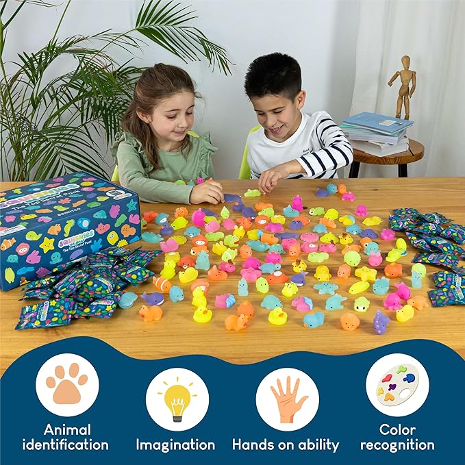 Mochi Squishy Toys Bulk for Kids Party Favors Pack 160 - BONNYCO | Goodie Bags Stuffers for Kids with Glow in the Dark | Return Gifts Birthday Party Squishy Fidget Toys Pinata Stuffers Birthday Kawaii