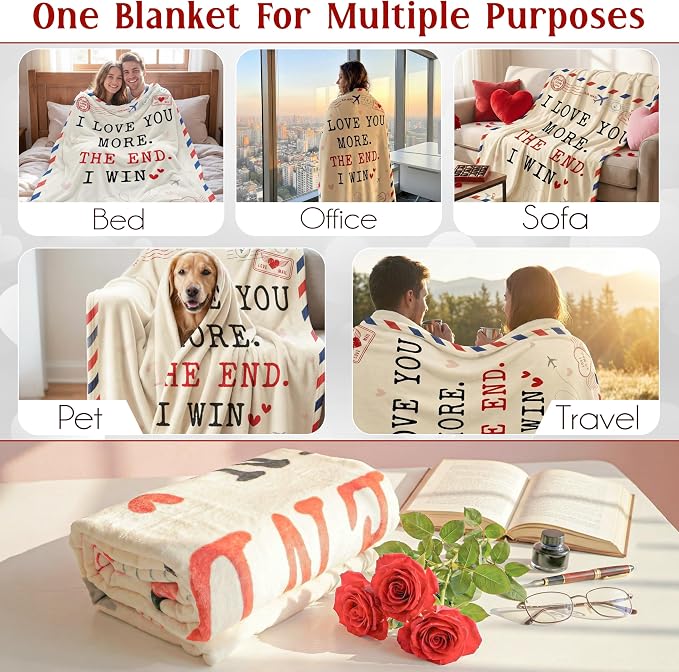 WRAPIX Anniversary Wedding Gifts for Women Men - Throw Blanket 60x80 in | Birthday Couple Gifts for Wife Husband Girlfriend Boyfriend, Soft Fleece for Couch Bed, Machine Washable, Warm, Lightweight