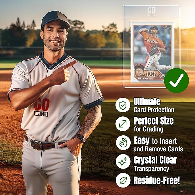Semi Rigid Card Holders for PSA, SGC, BGS, CSG Grading – 400 Bundle - Baseball Card Sleeves - 200 Card Holders for Trading Cards + 200 Soft Sleeves – 3-5/16” x 4-7/8” with 1/2” Lip