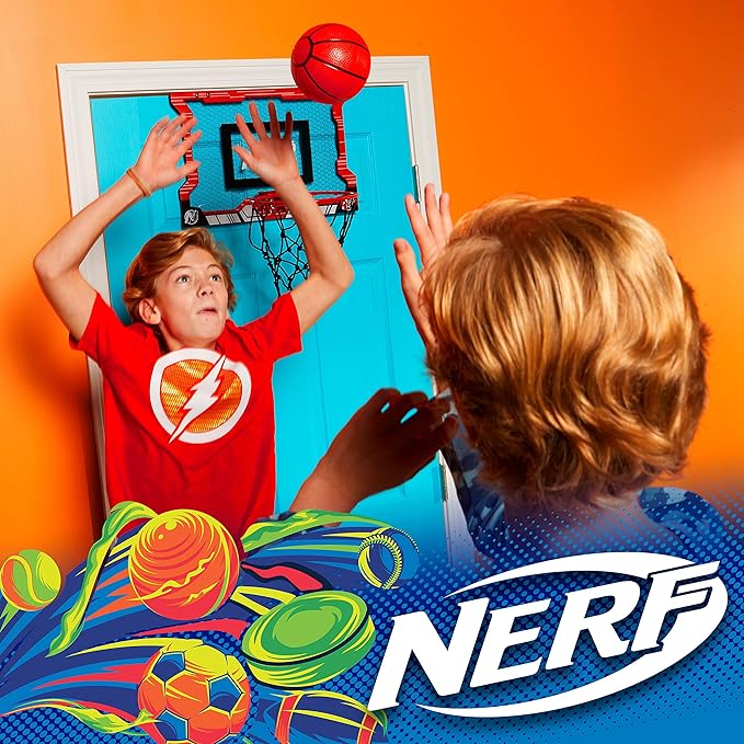 NERF Basketball Hoop Set - Pro Hoop Mini Hoop Set with Mini NERF Basketball - Steel Rim Great for Dunking