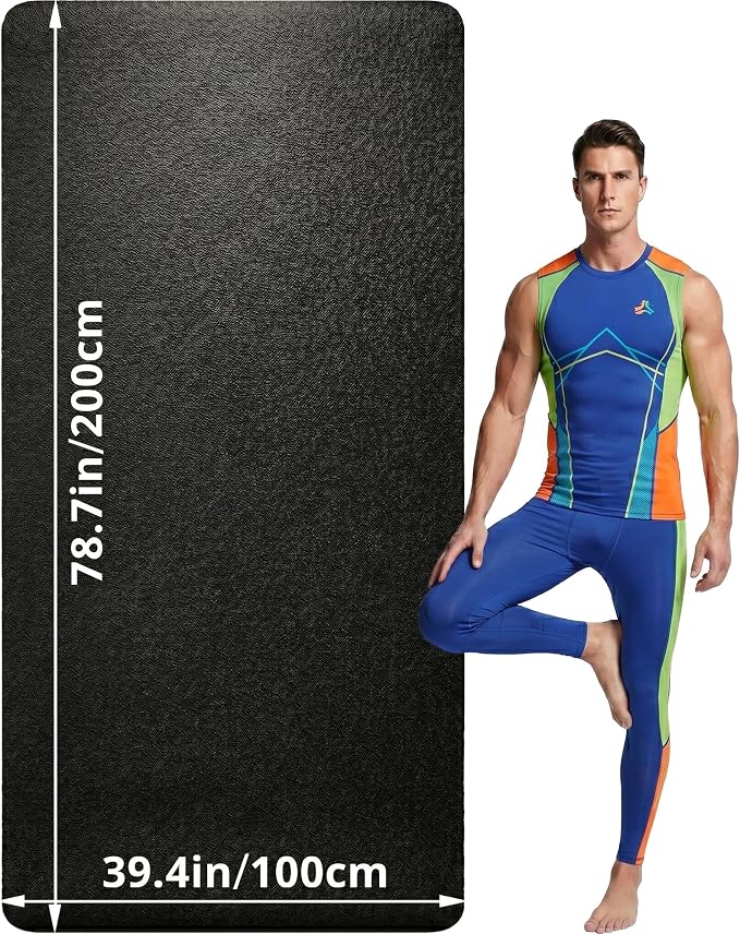 Extra Large Yoga Mat for Men, 79"x40"x8mm Thick, Oversized Non-Slip TPE Workout Mat for Home Gym, Lightweight (3.5 lbs) Anti-Tear Fitness Exercise Mat for Tall Users