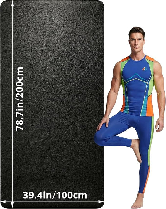 Extra Large Yoga Mat for Men, 79"x40"x8mm Thick, Oversized Non-Slip TPE Workout Mat for Home Gym, Lightweight (3.5 lbs) Anti-Tear Fitness Exercise Mat for Tall Users