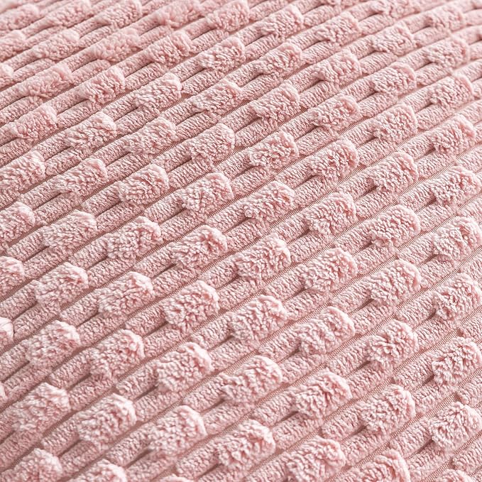 Set of 4 Light Pink Decorative Throw Pillow Covers 22x22 Inch Corduroy Pillow Covers for Bed Couch Sofa Living Room Soft Square Cushion Cases