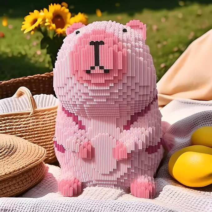 Pink Capybara Building Blocks, High Difficulty, Suitable for Adults