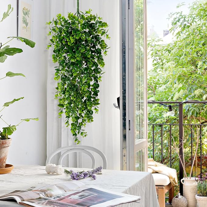 Waipfaru 4Pcs Fake Hanging Plants 2.7FT Fake Plants Fake Vines Greenery | UV Resistant Faux Outdoor Plants Ivy Vines for Modern Boho Patio Outdoor Indoor Party Wall Porch Gazebo Aesthetic Decor