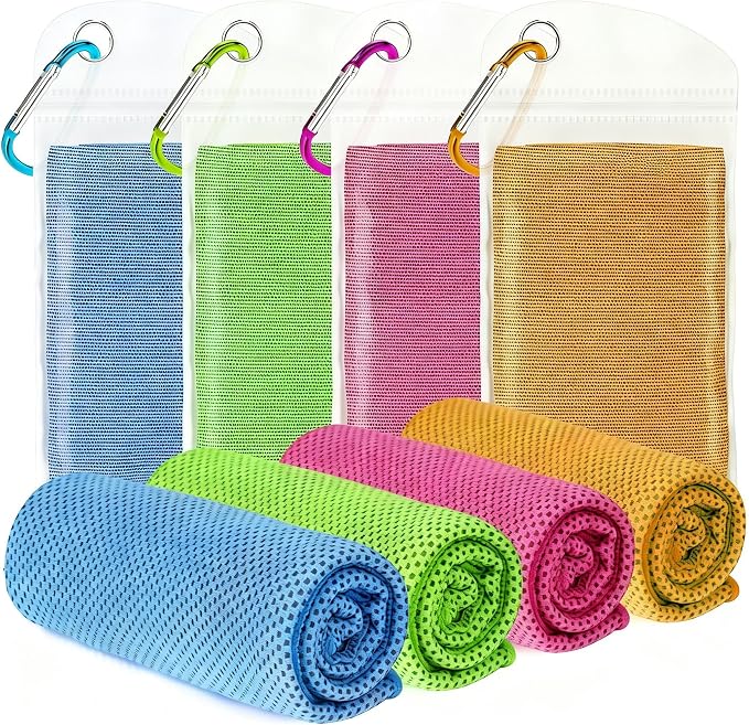 Amgico 4 Pack Cooling Towel for Neck and face(40"x12"), Cooling Neck Wraps, Quick Dry Towels, Ice Towel for Gym, Yoga, Running, Workout