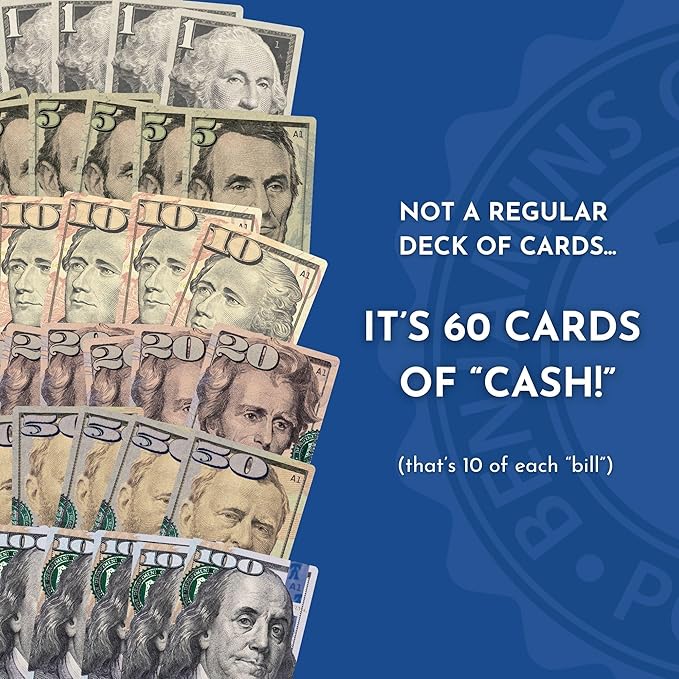 Benjamins Cash Cards – Money-Themed Card Games for Adults, Teens & Families, Fast-Paced Strategy Card Games for Parties, Entertaining & Fun Games for Family Night. Play with Money.