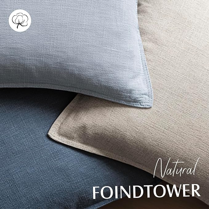 Foindtower Pack of 2, Decorative Linen Solid Throw Pillow Covers Soft Accent Euro Cushion Case Boho Farmhouse Pillowcase for Chair Couch Sofa Bedroom Living Room Home Decor 16 x 16 Inch Sky Blue
