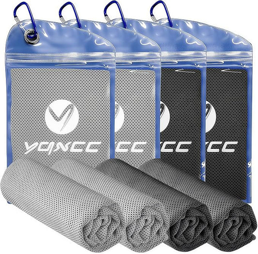 YQXCC 4 Pack Cooling Towels 40"x12", Cool Ice Towels for Neck & Face | Cooling Neck Wraps, Soft Breathable Microfiber Chilly Towels, Ideal for Gym, Yoga, Golf, Running, Camping & Hot Weather