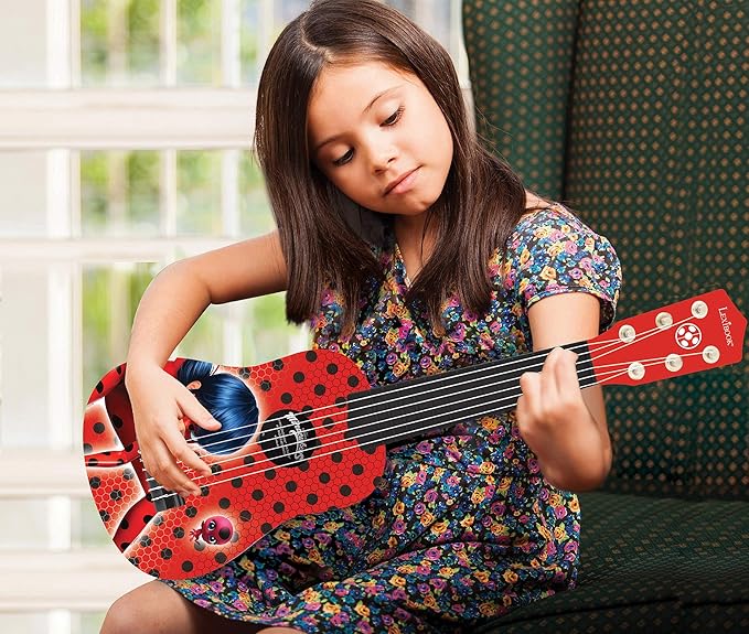 Lexibook Miraculous Ladybug, My First Guitar for Children, 6 Nylon Strings, 21’’ Long, Guide Included, Red/Black, K200MI