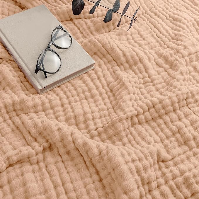 Comfy Cubs Adult Muslin Blanket 50x60” Throw Swaddle Blankets, Cream | 6 Layer Soft, Breathable & Lightweight Muslin Adult Blanket - Machine Washable & Designed in the US Bedding for All Seasons