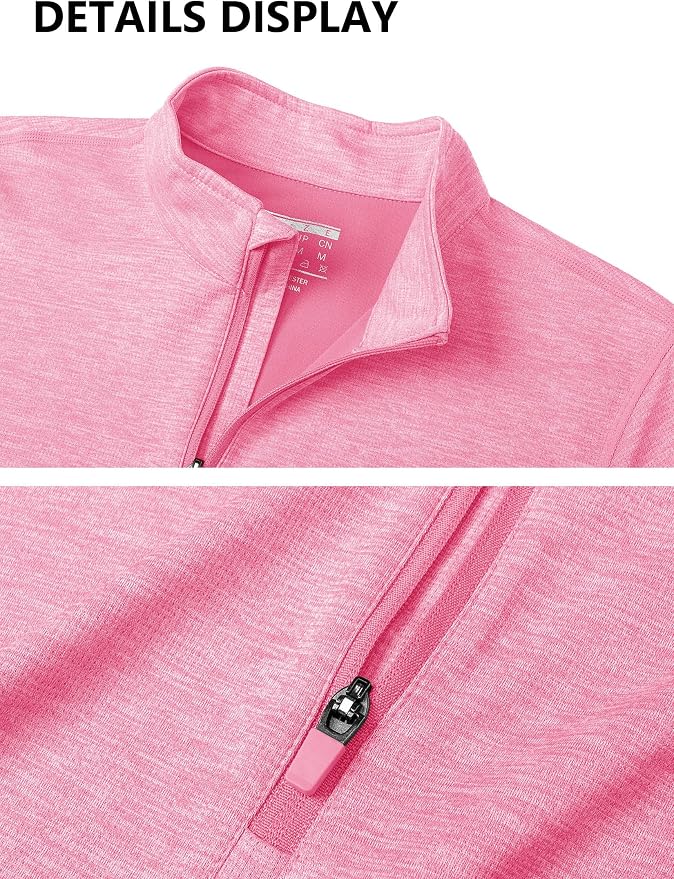 MAGCOMSEN Women's UPF 50+ Sun Shirts Long Sleeve 1/4 Zip Pullover Quick Dry Workout Hiking Tops Running Athletic Shirts