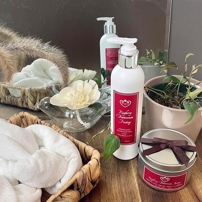 Jaqua Spa Aromatic Massage Oil with Jojoba, Sesame, and Sunflower Oil - Raspberry Buttercream Frosting