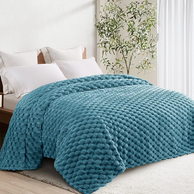 Whale Flotilla Soft Fleece Twin Size Bed Blanket 3D Jacquard, Slate Blue | Lightweight Coverlet Bedspread, Super Cozy Plush Fluffy Fuzzy All‑Season Decorative Blanket for Bed, Dorm Essentials, 60"x80"