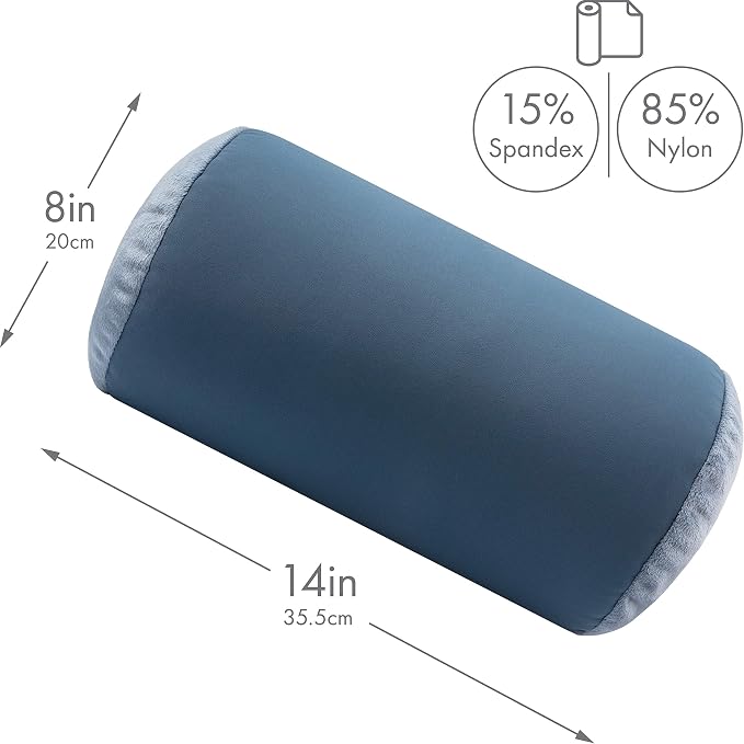 Microbead Bolster Neck Roll Pillow, Gently Body, Head, Neck & Shoulders No Pain Rest, Relax Sleep - Silky Feel Prevent Wrinkles & Hair Breakage - Lightweight Cylinder Tube, 14" x 8", Dark Slate Grey