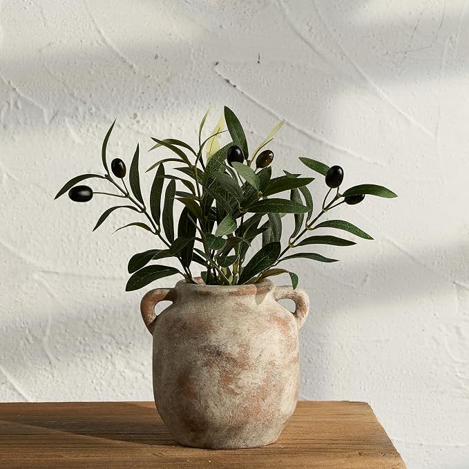 Vanselia Ceramic Flower Vase Home Table Decor Living Room Farmhouse 6 in | Small Rustic Decorative Flowers Vases Plant Modern Decoration for Kitchen Shelf Coffee Dining Centerpieces Desk