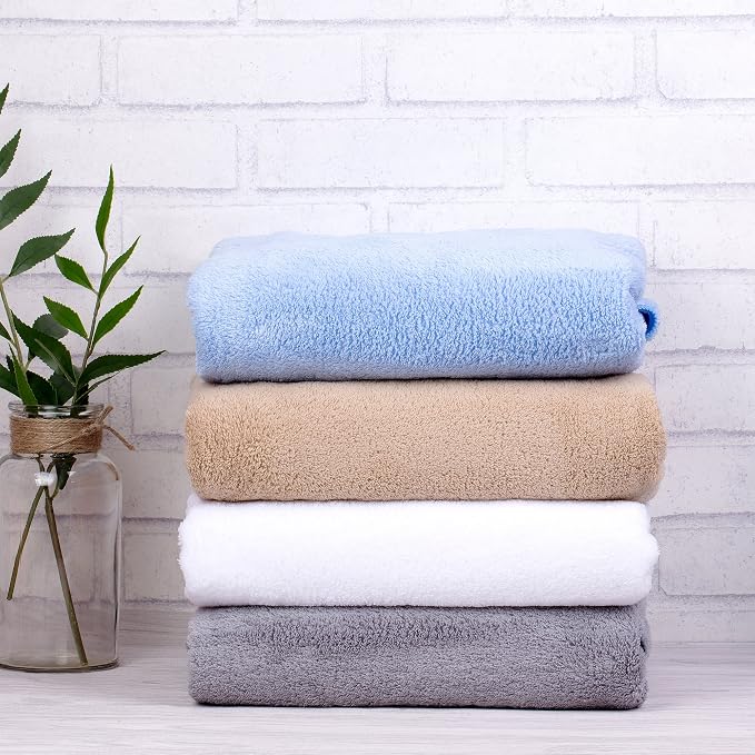 JML Large Bath Towels with Hanging Loop, 2 Pack, 30"x60", Grey | 350GSM, Microfiber, Soft, Absorbent, Quick Drying, Lint-free, No Fading, Lightweight