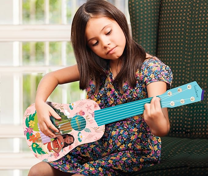 Lexibook, Disney Moana, My First Guitar for Children, 6 Nylon Strings, 53 cm / 21'', Guide Included, Pink/Blue, K200VN