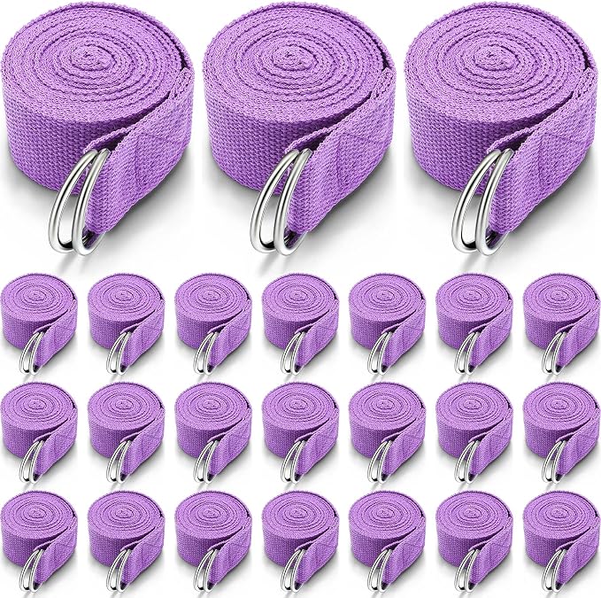 Leyndo Yoga Strap Stretching Pilates Exercise Adjustable Straps 6 ft Non Elastic Yoga Belt with Adjustable D Ring Buckle for Pilates Gym Workouts Fitness