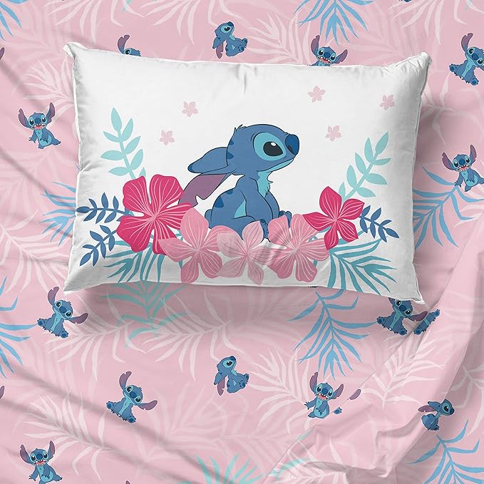 Jay Franco Disney Lilo & Stitch Twin Comforter Set, 5 Piece Bed in a Bag Includes Reversible Comforter & Sheet Set - Kids Bedding for Girls - Soft Fade Resistant Microfiber