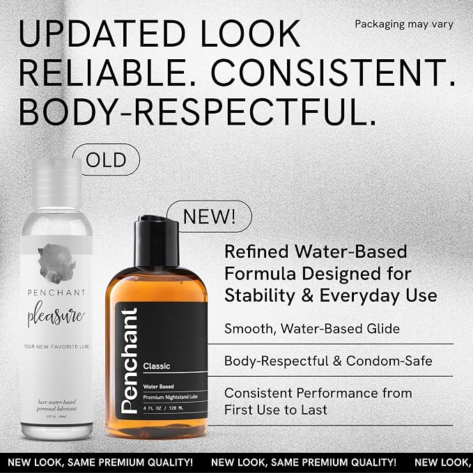 Penchant Classic Water-Based Personal Lubricant for Women and Men – Smooth Clean-Rinsing Personal Lube for Everyday Use - Unscented, Condom Compatible Lube for Sex - Made in USA (8 fl oz)