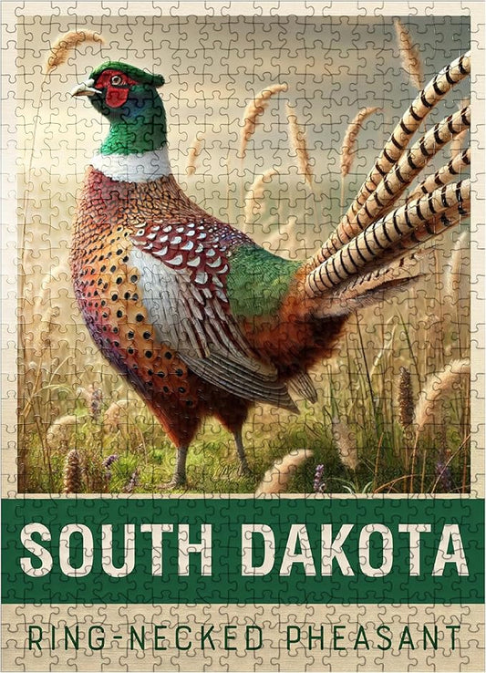 MyPuzzle State Birds Series: South Dakota, Ring-Necked Pheasant - Premium 500 Piece Jigsaw Puzzle for Adults