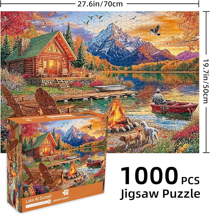 Sutinban Lake at Sunset Puzzles for Adults 1000 Pieces, Challenging Colorful Jigsaw Puzzles 1000 Pieces,Fall Nature Landscape Great Gift Decor Puzzles for Adults &Family &Friends