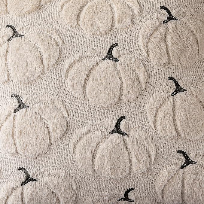 Fall Pumpkins Decorative Pillow Covers 20x20 Set of 2, Beige Soft Plush Faux Fur Wool Farmhouse Throw Cushion Cases for Autumn Thanksgiving Holiday Home Decorations