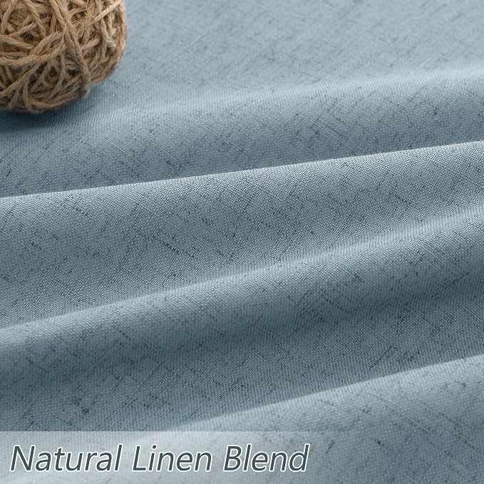 Guken Blue 100% Blackout Linen Curtains 72 Inch Length 2 Panels Set for Living Room Bedroom Back Tab Thermal Insulated Black Out Drapes Room Darkening Window Curtains 72 Inches Long Dusty Blue
